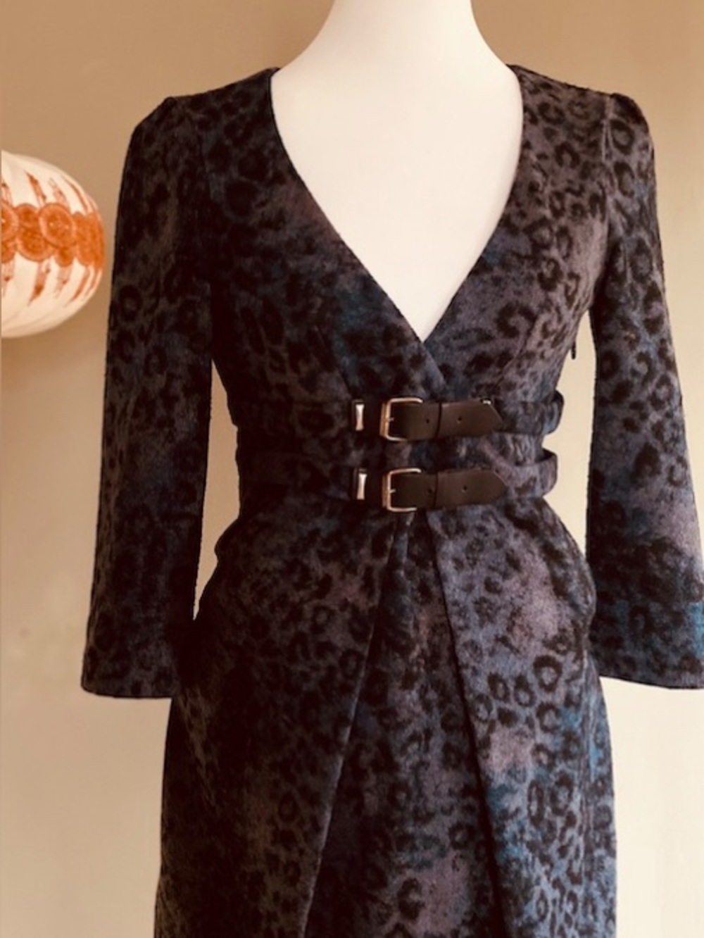 Miss Sixty vintage leopard print purple midi dress